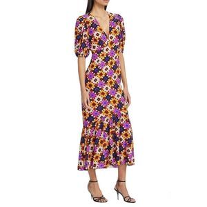 Rhode Ester Dress in Aquarelle Geometric V-Neck Multicolor Women's Size 4